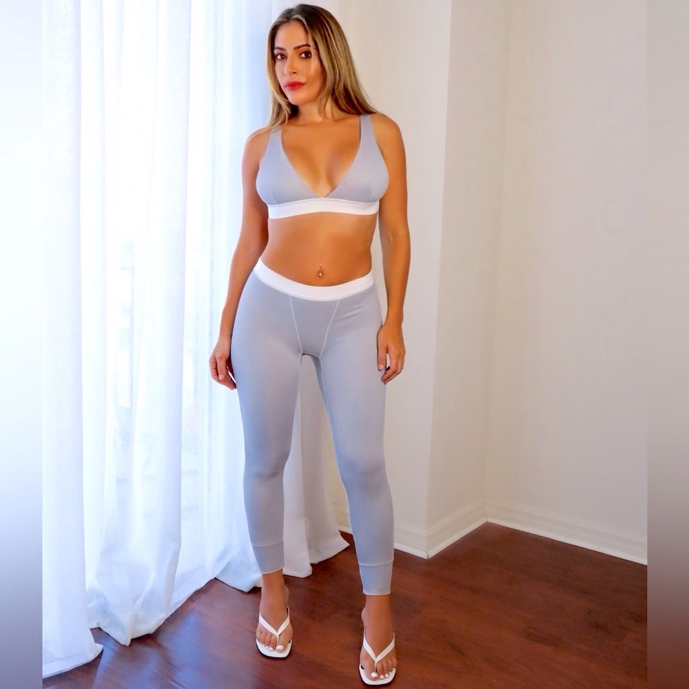 Lounge Crop Top Rib Leggings Set